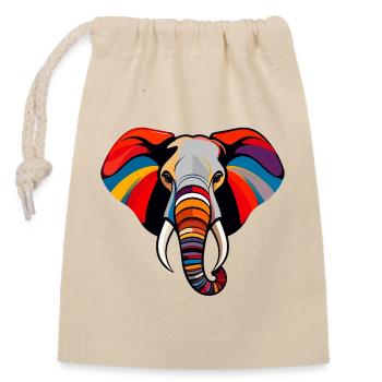 Colorful Elephant Head Art Pop Art Elephant Motif - Closable cotton gift bag (14x20cm) - nature - Front