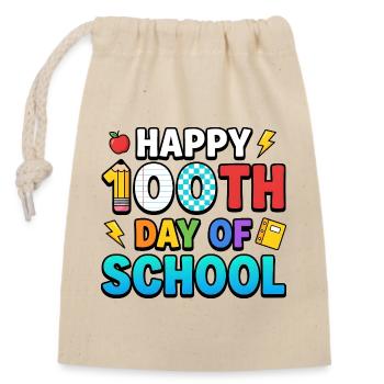 Joyeux 100e jour d’école cadeau enseignant et élève - Sac cadeau en coton avec cordon (14 x 20 cm) - nature - Devant