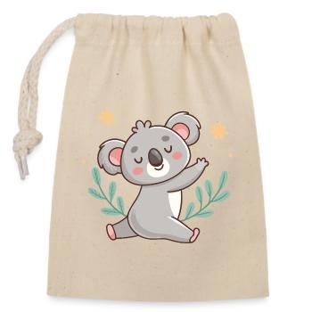 Pastell-Entspannter Koala mit Laub - Verschließbarer Geschenkbeutel aus Baumwolle (14x20cm) - Natur - Vorne