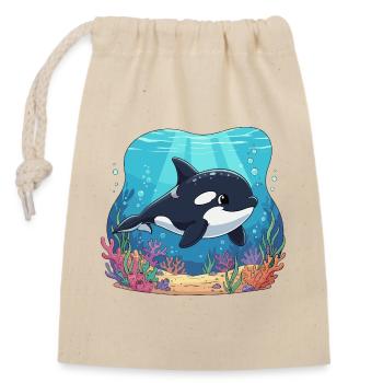 Underwater Orca in the Coral Reef - Closable cotton gift bag (14x20cm) - nature - Front