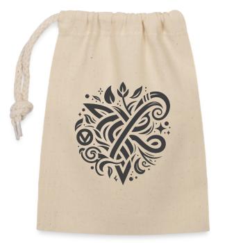 Cœur en flagelles : nœud VEGAN ornemental - Sac cadeau en coton avec cordon (14 x 20 cm) - nature - Devant