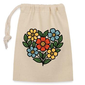 Bouquet Folk Style - Closable cotton gift bag (14x20cm) - nature - Front