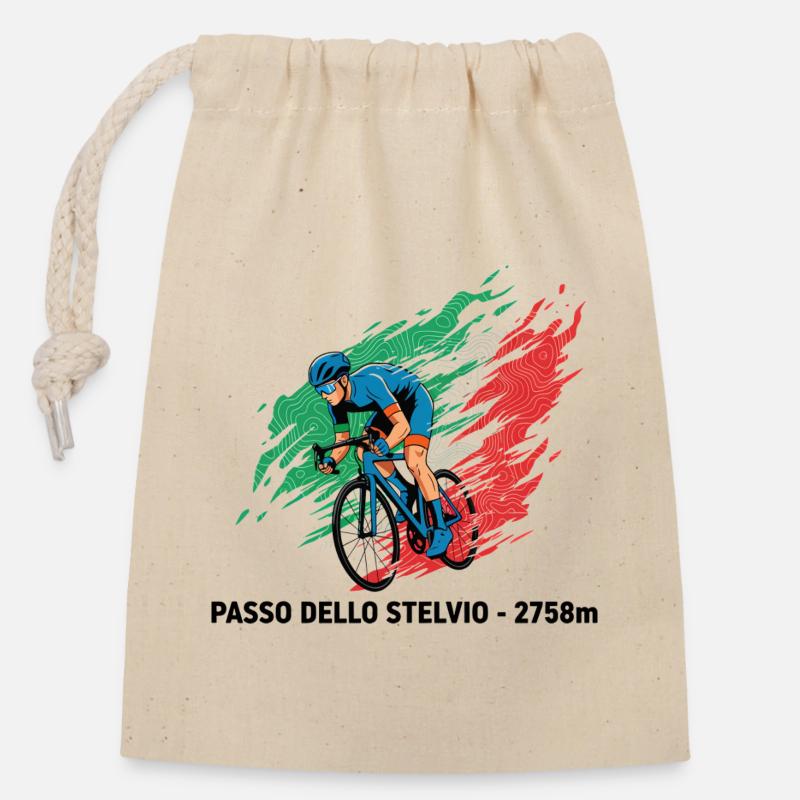 Passo dello Stelvio Climber Colour Burst - Verschließbarer Geschenkbeutel aus Baumwolle (14x20cm) - Natur