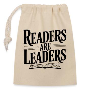 Readers are Leaders - Closable cotton gift bag (14x20cm) - nature - Front