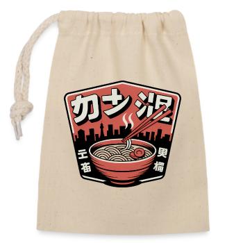 Ramen Urbain et Skyline - Sac cadeau en coton avec cordon (14 x 20 cm) - nature - Devant
