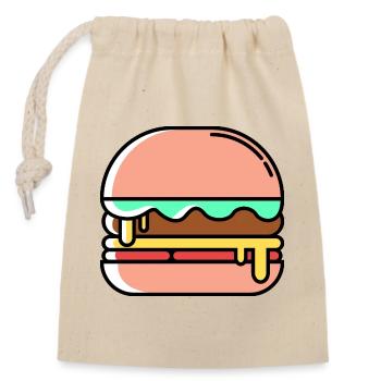 Burger Icon - Verschließbarer Geschenkbeutel aus Baumwolle (14x20cm) - Natur - Vorne