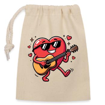 Valentinstag Gitarrist Lustiger Musiker Valentinst - Verschließbarer Geschenkbeutel aus Baumwolle (14x20cm) - Natur - Vorne