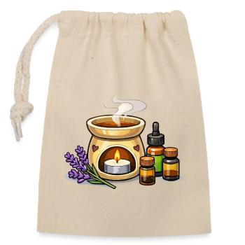 Lavendelduft Kerzenwärmer Set - Verschließbarer Geschenkbeutel aus Baumwolle (14x20cm) - Natur - Vorne