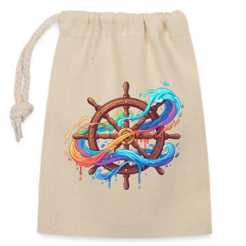 Colour waves on the steering wheel - Closable cotton gift bag (14x20cm) - nature - Front