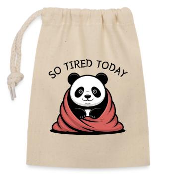 Panda Kuscheltraum unter Decke - Verschließbarer Geschenkbeutel aus Baumwolle (14x20cm) - Natur - Vorne