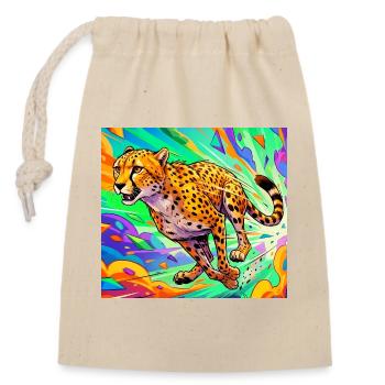 guépard - Sac cadeau en coton avec cordon (14 x 20 cm) - nature - Devant