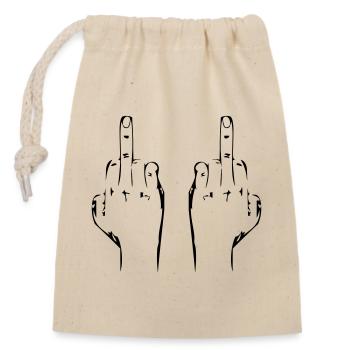 Fuck you hands - Closable cotton gift bag (14x20cm) - nature - Front