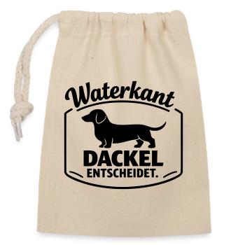Waterkant Dackel entscheidet Badge - Verschließbarer Geschenkbeutel aus Baumwolle (14x20cm) - Natur - Vorne
