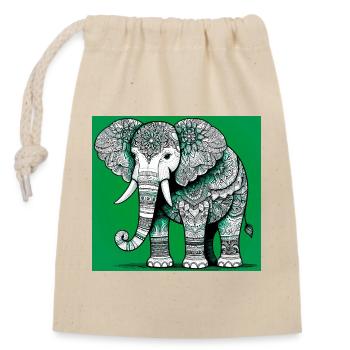 elephant - Closable cotton gift bag (14x20cm) - nature - Front