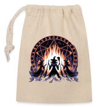  Drei Hexen Beim Ritual Am Feuer Vor Magischem - Verschließbarer Geschenkbeutel aus Baumwolle (14x20cm) - Natur - Vorne
