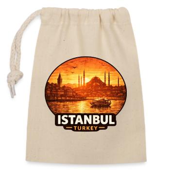 Istanbul Skyline Sunset - Closable cotton gift bag (14x20cm) - nature - Front