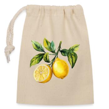 Citrons Aquarelle aux agrumes - Sac cadeau en coton avec cordon (14 x 20 cm) - nature - Devant