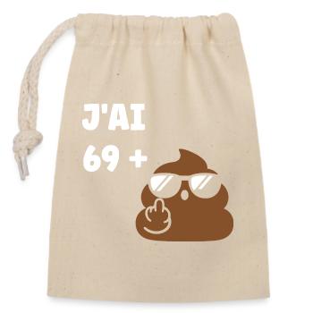 69 plus 1 - Closable cotton gift bag (14x20cm) - nature - Front