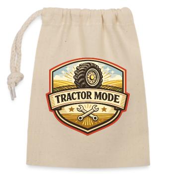 Traktor Modus Emblem - Verschließbarer Geschenkbeutel aus Baumwolle (14x20cm) - Natur - Vorne