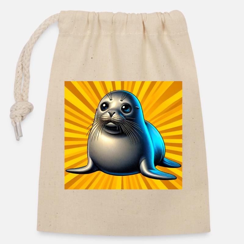 seal - Closable cotton gift bag (14x20cm) - nature