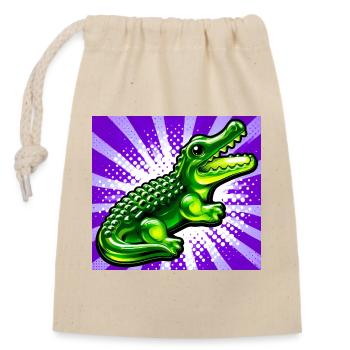 Krokodil - Verschließbarer Geschenkbeutel aus Baumwolle (14x20cm) - Natur - Vorne