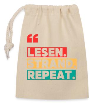 Lire Beach Repeat - Sac cadeau en coton avec cordon (14 x 20 cm) - nature - Devant