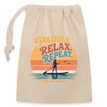 Paddle Relax Repeat SUP Shirt - Verschließbarer Geschenkbeutel aus Baumwolle (14x20cm) - Natur - Vorne