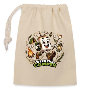 Camping Marshmallow-Marshmallow-Wochenend-Abenteurer - Verschließbarer Geschenkbeutel aus Baumwolle (14x20cm) - Natur - Vorne