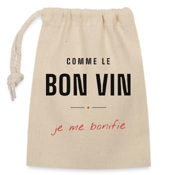 Comme le Bon Vin je me bonifie - Sac cadeau en coton avec cordon (14 x 20 cm) - nature - Devant
