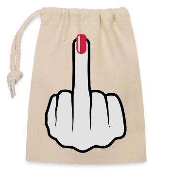 Women middle finger nail polish - Closable cotton gift bag (14x20cm) - nature - Front