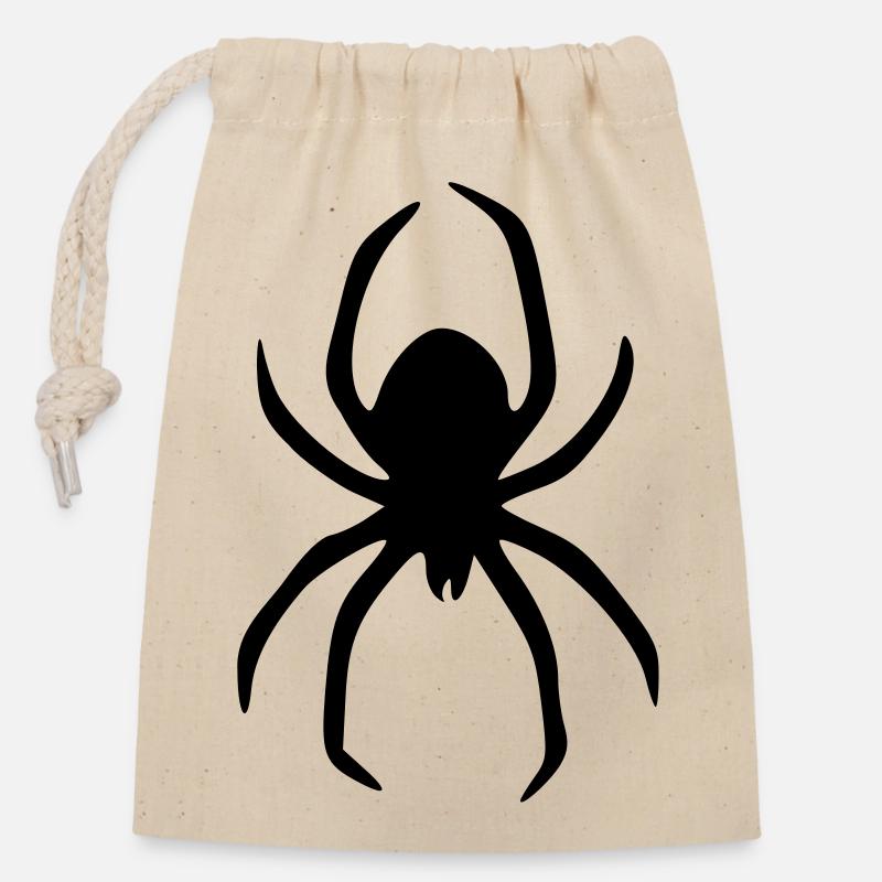 spinne - Verschließbarer Geschenkbeutel aus Baumwolle (14x20cm) - Natur