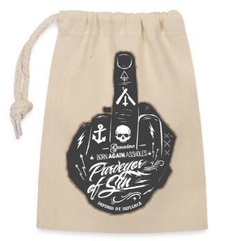 middle finger - Closable cotton gift bag (14x20cm) - nature - Front