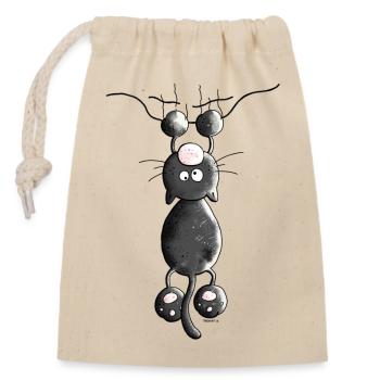 Kratzbürstige Katze - Katzen - Verschließbarer Geschenkbeutel aus Baumwolle (14x20cm) - Natur - Vorne