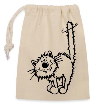 Drôle Chat - Sac cadeau en coton avec cordon (14 x 20 cm) - nature - Devant
