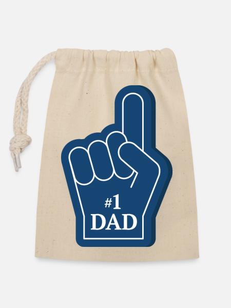 Dad #1 Design - Verschließbarer Geschenkbeutel aus Baumwolle (14x20cm) - Natur