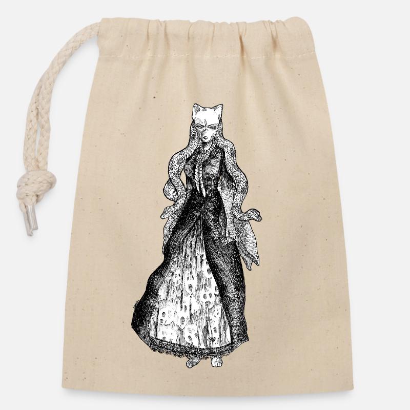 Cadeau manga déesse serpent - Sac cadeau en coton avec cordon (14 x 20 cm) - nature