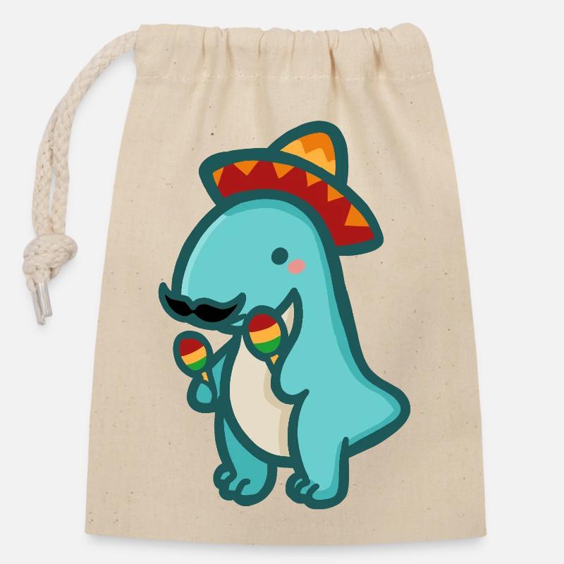 Dinosaure hugadino du Mexique, mignon dinosaure - Sac cadeau en coton avec cordon (14 x 20 cm) - nature