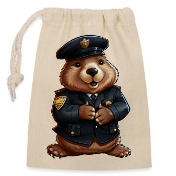 Police des castors - Sac cadeau en coton avec cordon (14 x 20 cm) - nature - Devant