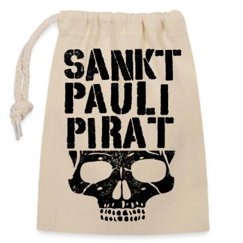 Sankt Pauli Pirat - Verschließbarer Geschenkbeutel aus Baumwolle (14x20cm) - Natur - Vorne