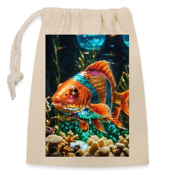 goldfish,colorful,sequins,shiny,nature,fish - Closable cotton gift bag (14x20cm) - nature - Front