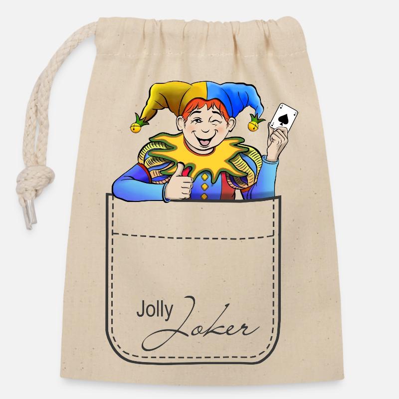 Joker - Sac cadeau en coton avec cordon (14 x 20 cm) - nature