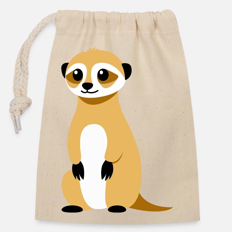 Suricate - Sac cadeau en coton avec cordon (14 x 20 cm) - nature