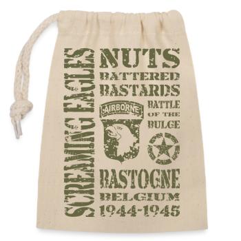 AVM Bastogne NUTS Battle Bulge Battered Bastards - Verschließbarer Geschenkbeutel aus Baumwolle (14x20cm) - Natur - Vorne