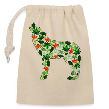 Leaf wolf - Closable cotton gift bag (14x20cm) - nature - Front