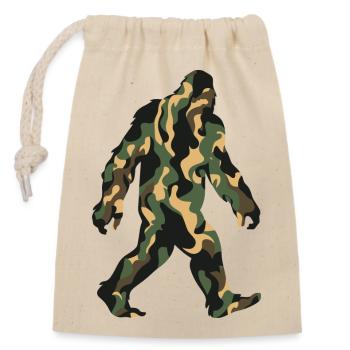 Camouflage Sasquatch Schritt - Verschließbarer Geschenkbeutel aus Baumwolle (14x20cm) - Natur - Vorne