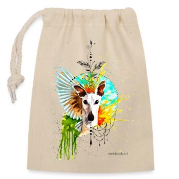 Windhund Palomo - Verschließbarer Geschenkbeutel aus Baumwolle (14x20cm) - Natur - Vorne