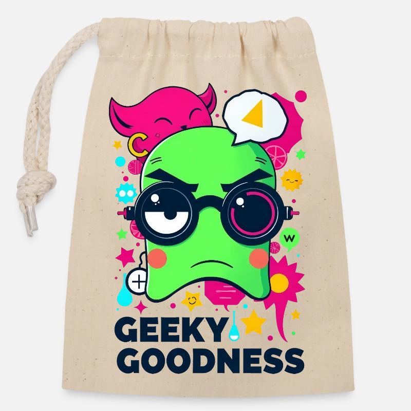 Geeky Goodness - Sac cadeau en coton avec cordon (14 x 20 cm) - nature