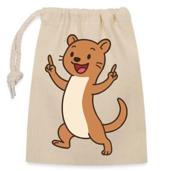 Joyeux bébé belette avec breloque - Sac cadeau en coton avec cordon (14 x 20 cm) - nature - Devant