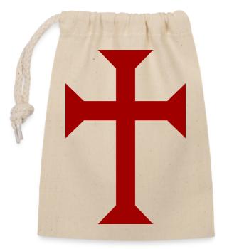 Red Templar Cross - Closable cotton gift bag (14x20cm) - nature - Front