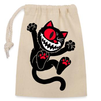 Jumping Cat - Closable cotton gift bag (14x20cm) - nature - Front